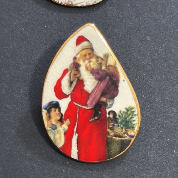Vtg Santa Claus Earrings Enamel Ceramic Christmas Chunky Pierced 80s - Picture - Picture 6 of 10